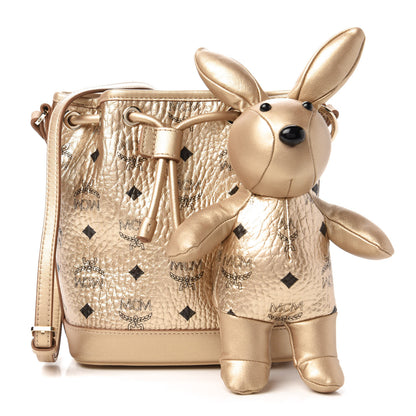MCM Metallic Visetos Zoo Rabbit Drawstring Bucket Bag Berlin Gold 11 of 11