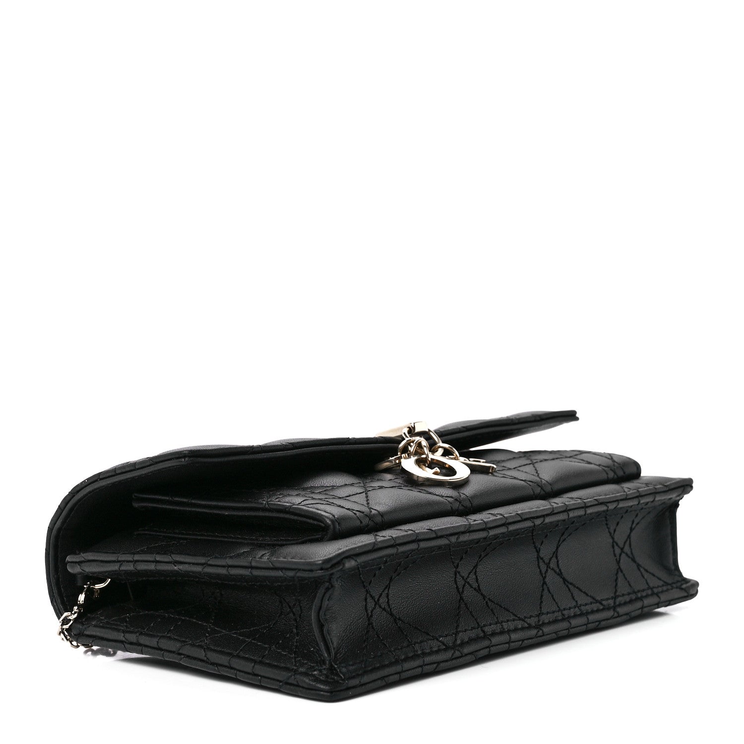 Christian Dior Lambskin Cannage Lady Dior Chain Pouch Black 4 of 12