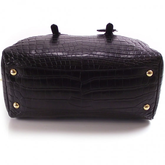 Prada Gold Plated Crocodile Bowler 4 of 12