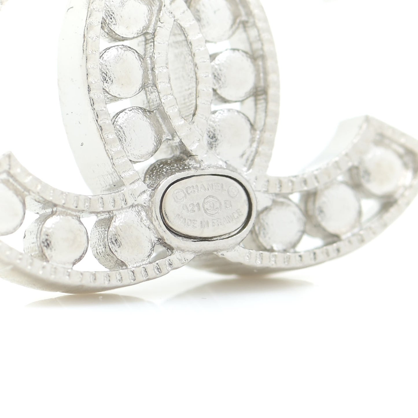 Crystal CC Chain Earrings Silver