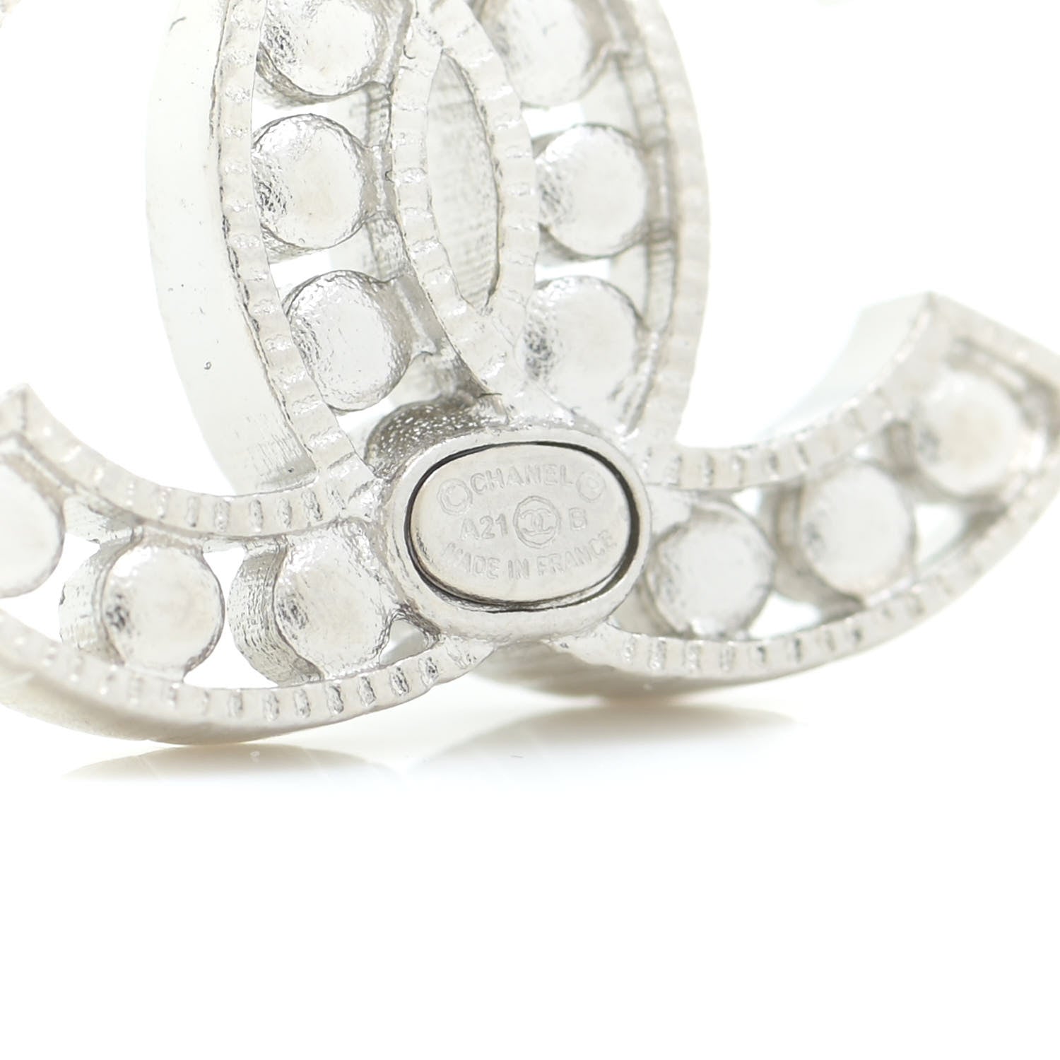 Chanel Crystal CC Chain Earrings Silver 4 of 5