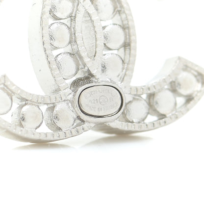 Chanel Crystal CC Chain Earrings Silver 4 of 5