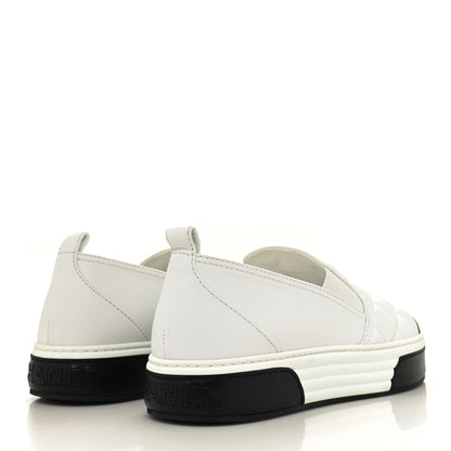 Chanel Lambskin Quilted Womens CC Stroll Sneakers 39 White 4 of 8