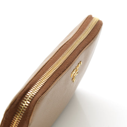 Prada Saffiano Metal Zip Around Wallet Caramel 11 of 13