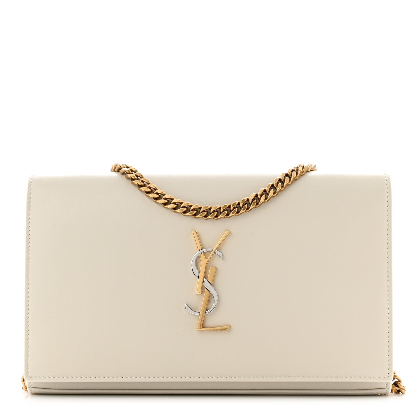 Smooth Calfskin Tri-Metal Cassandre Wallet On Chain WOC Crema Soft