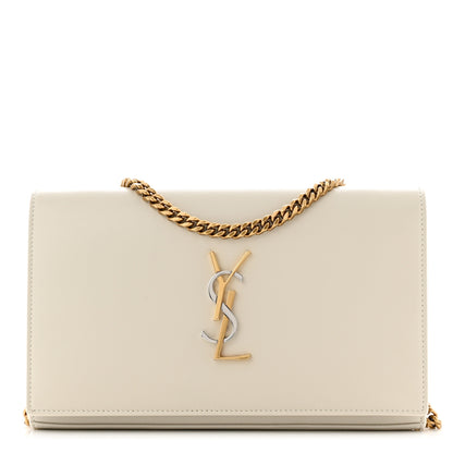 Saint Laurent Smooth Calfskin Tri-Metal Cassandre Wallet On Chain WOC Crema Soft 1 of 10