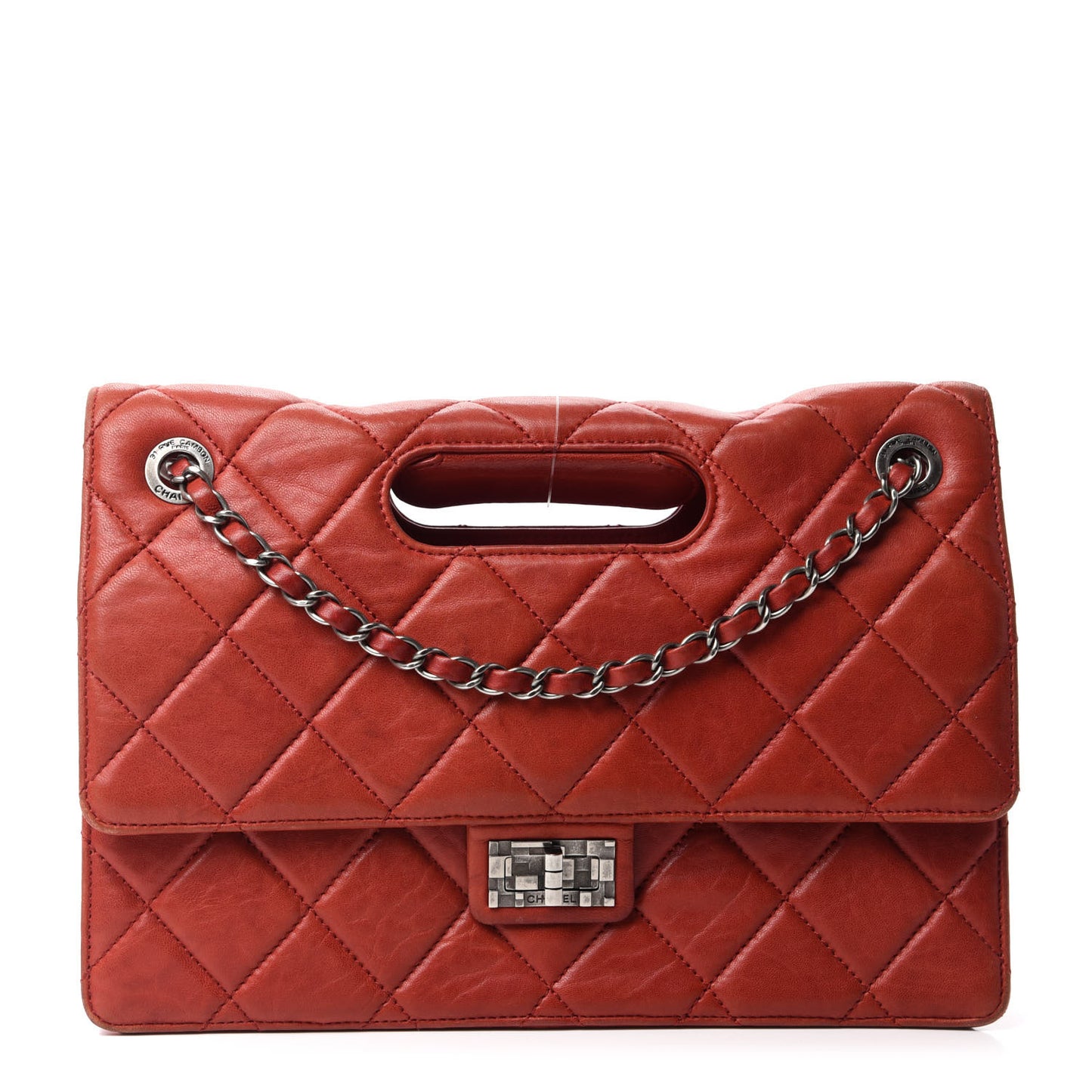 Washed Lambskin Jumbo Take Away Flap Red