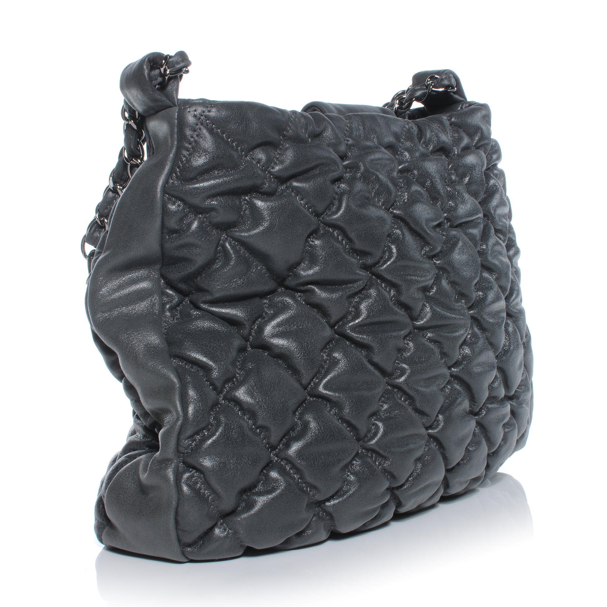 Chanel Leather Bubble Quilt Hobo Grey 3 of 8