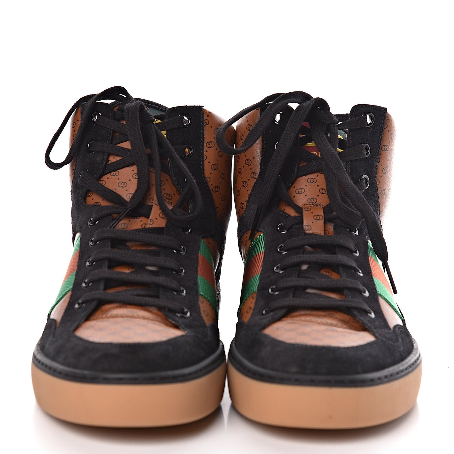X DAPPER DAN Calfskin Suede GG Micro Monogram Mens High Top Sneakers 8.5 Brown