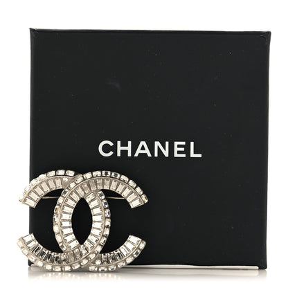 Chanel Metal Crystal Baguette CC Brooch Silver 4 of 4