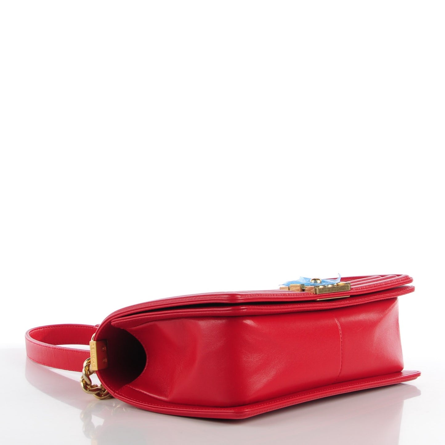 Lambskin Quilted Medium Boy Flap Red