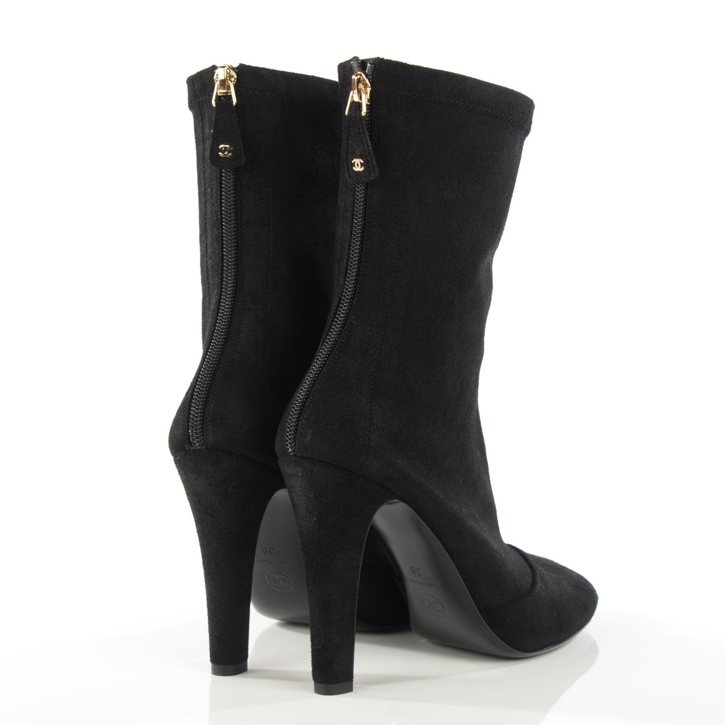 Suede Lambskin Tall Zip Boots 39 Black