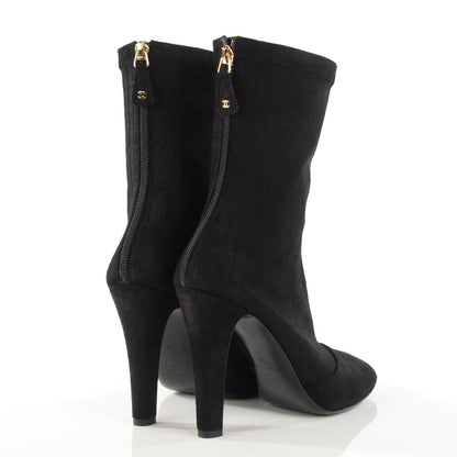 Chanel Suede Lambskin Tall Zip Boots 39 Black 4 of 8