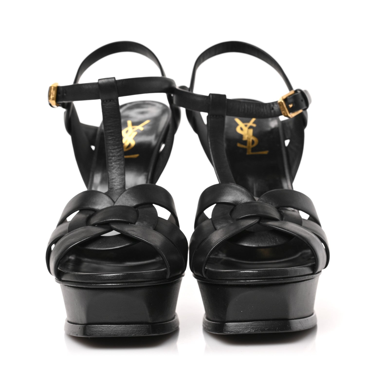Saint Laurent Calfskin Tribute 105 Platform Sandals 38 Black 2 of 8