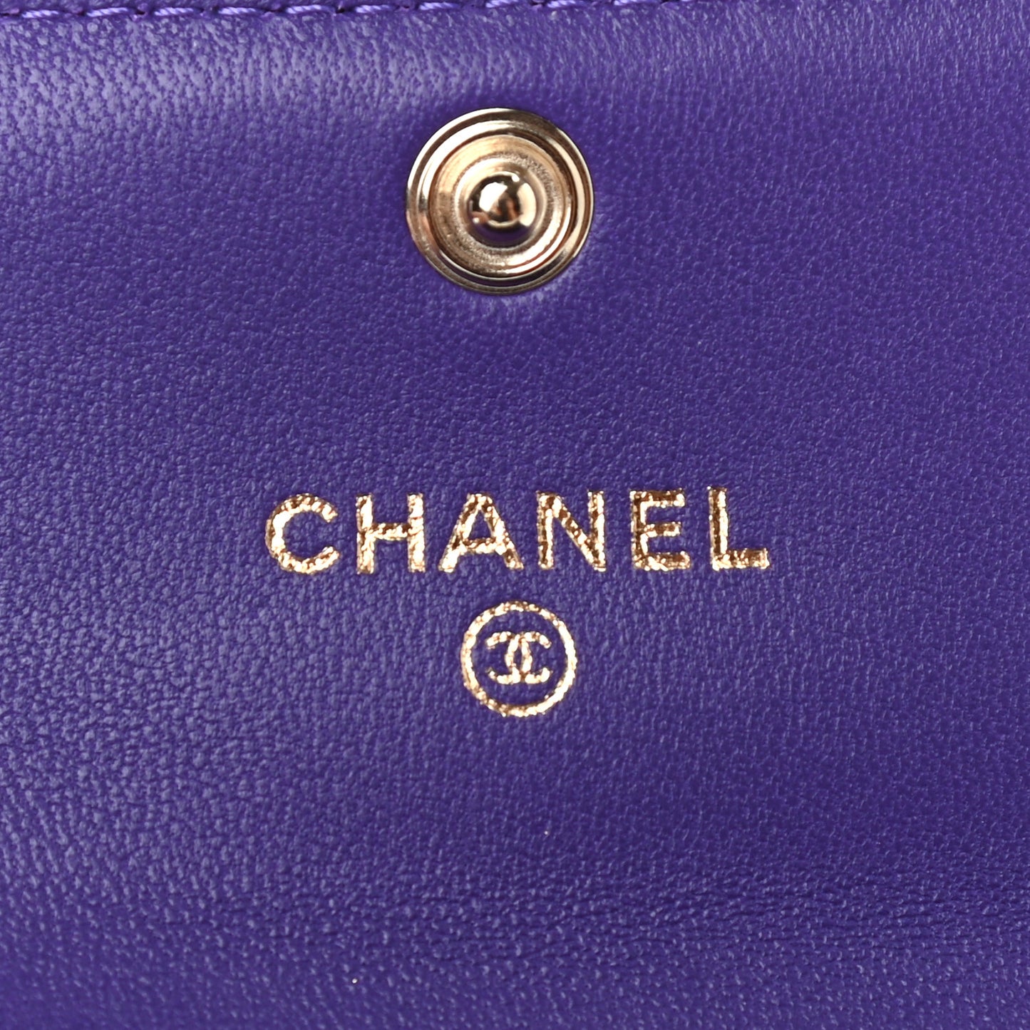 Lambskin Quilted Boy Flap Card Holder Purple