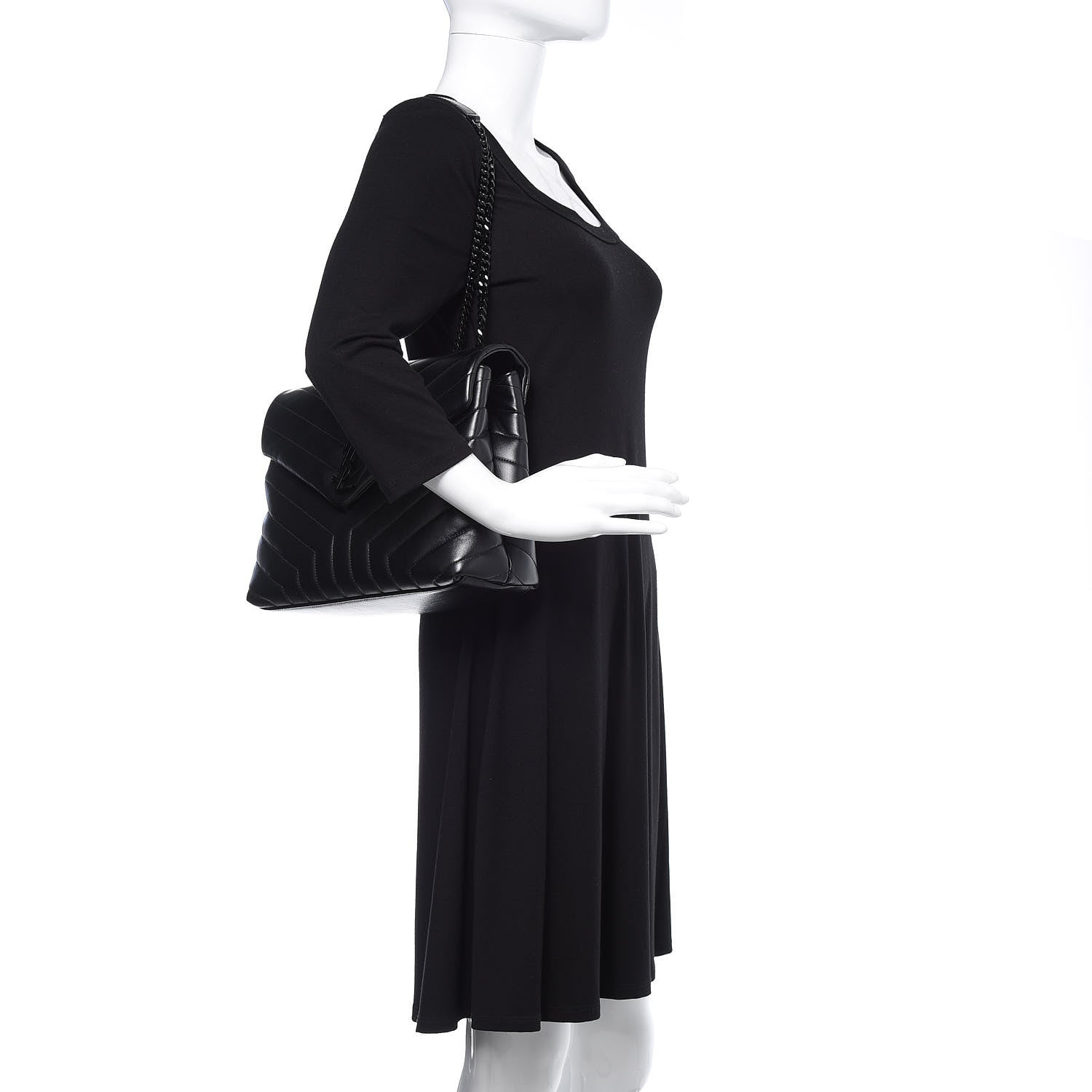 Saint Laurent Calfskin Y Quilted Monogram Medium Loulou Chain Satchel Black 2 of 10