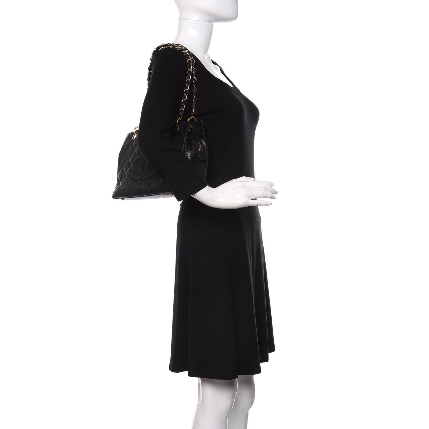 Caviar Quilted Petit Timeless Tote PTT Black