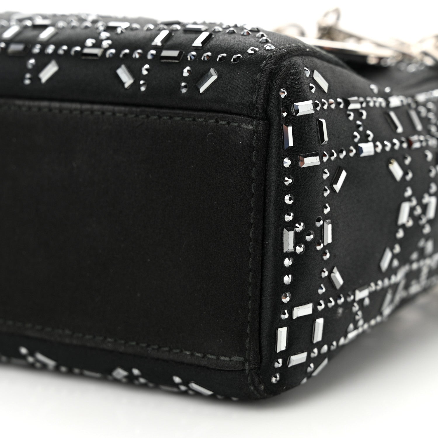 Christian Dior CHRISTIAN DIOR Satin Crystal Cannage Mini Lady Dior Black 9 of 9