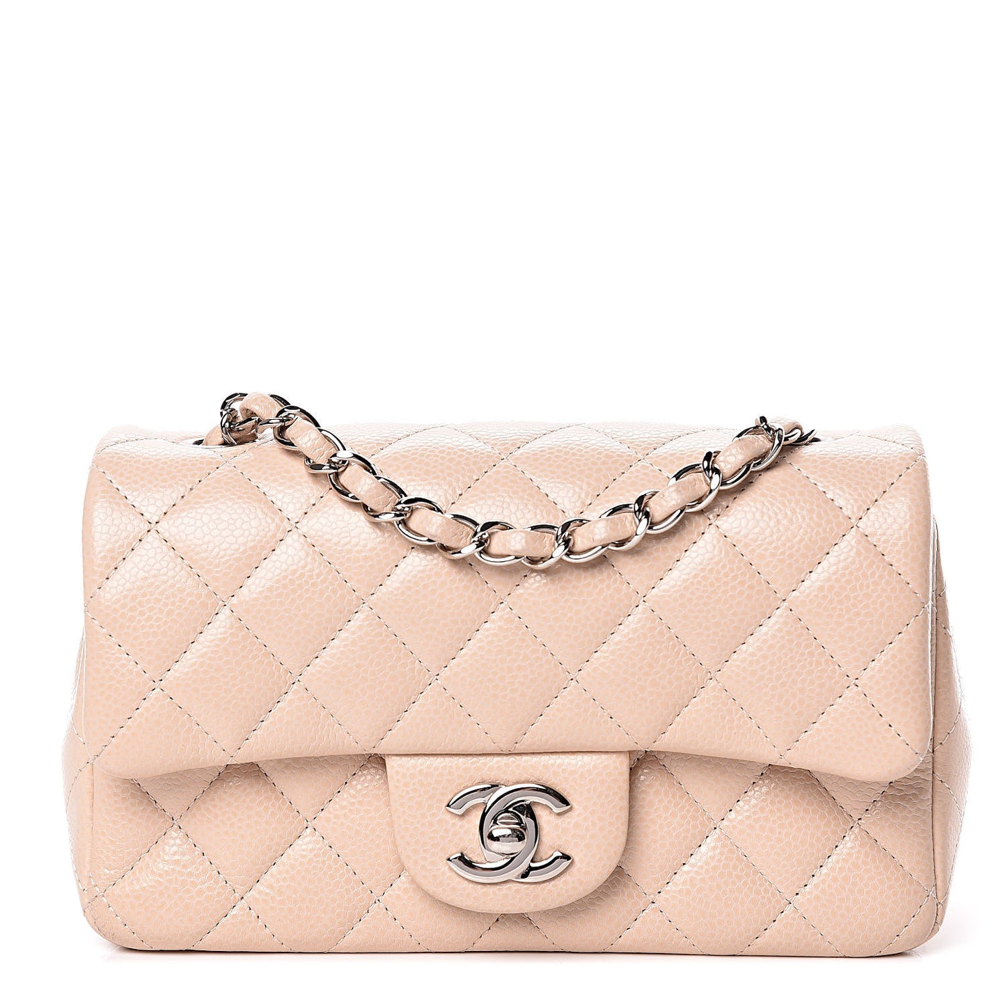 Caviar Quilted Mini Rectangular Flap Light Pink