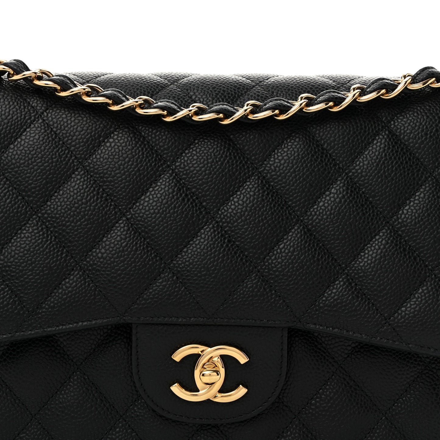 Caviar Quilted Jumbo Double Flap Black