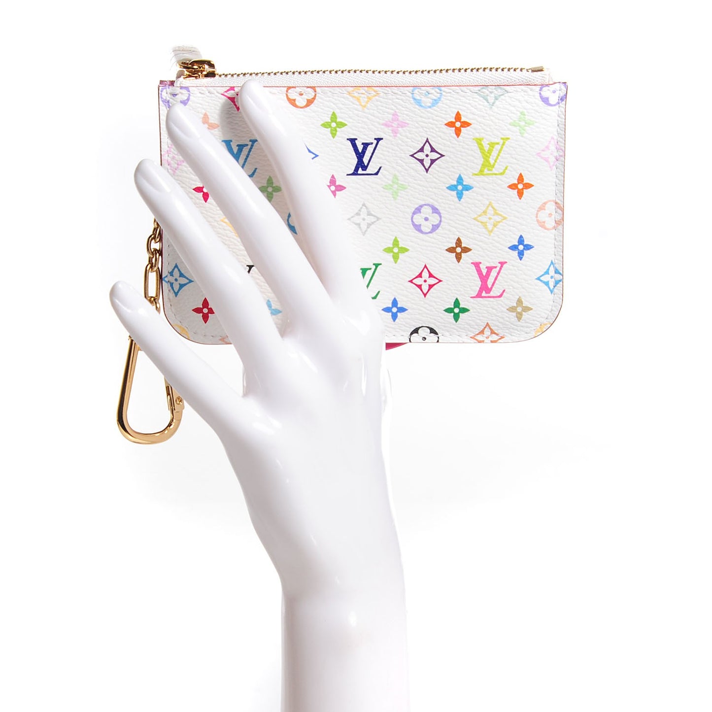 Monogram Multicolor Key Pouch White Litchi