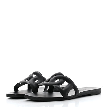 Hermes Rubber Aloha Sandals 38 Black 3 of 8
