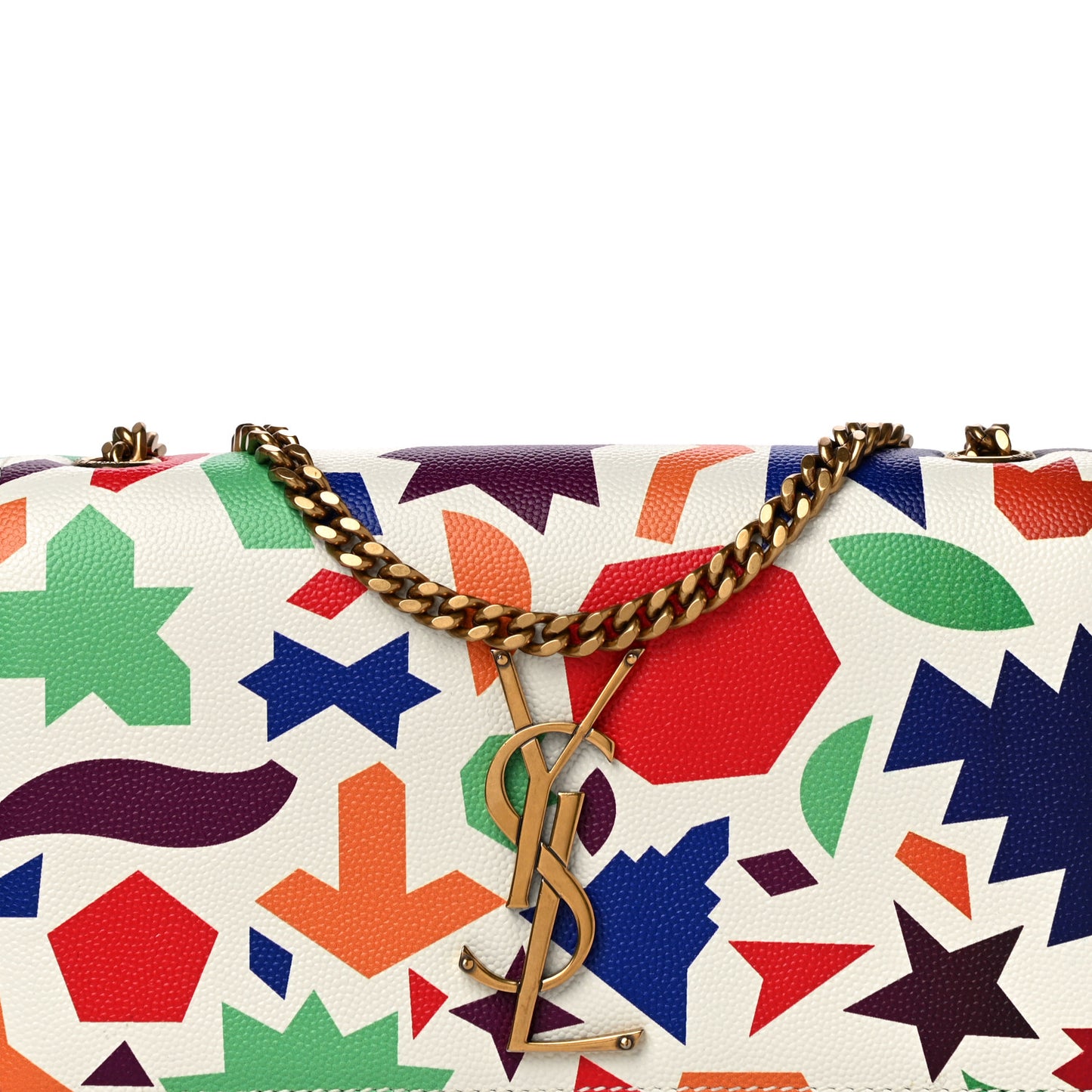 Grain De Poudre Small Classic Monogram Shapes Print Kate Satchel White