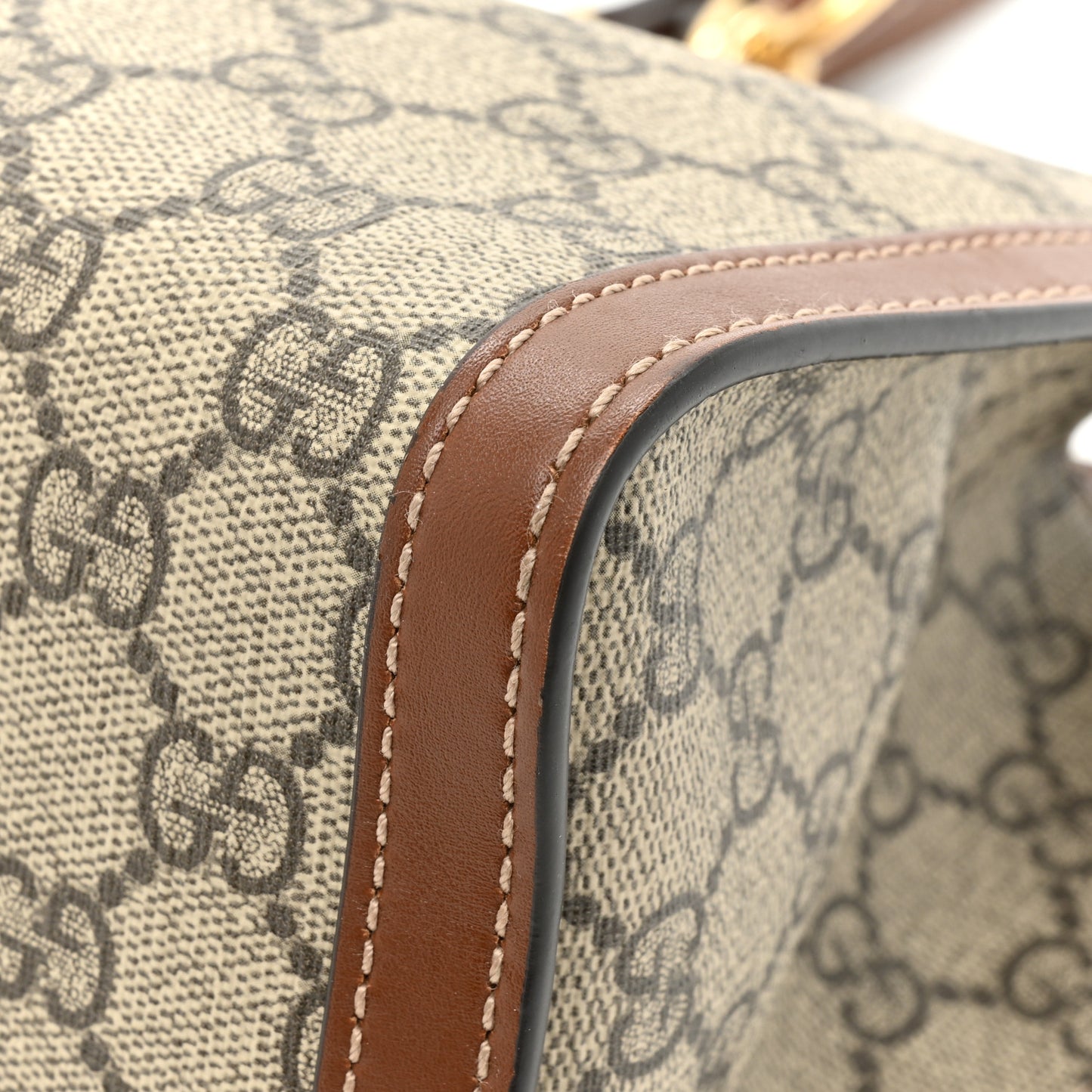 GG Supreme Monogram Calfskin Small Padlock Tote Beige Ebony Tuscany