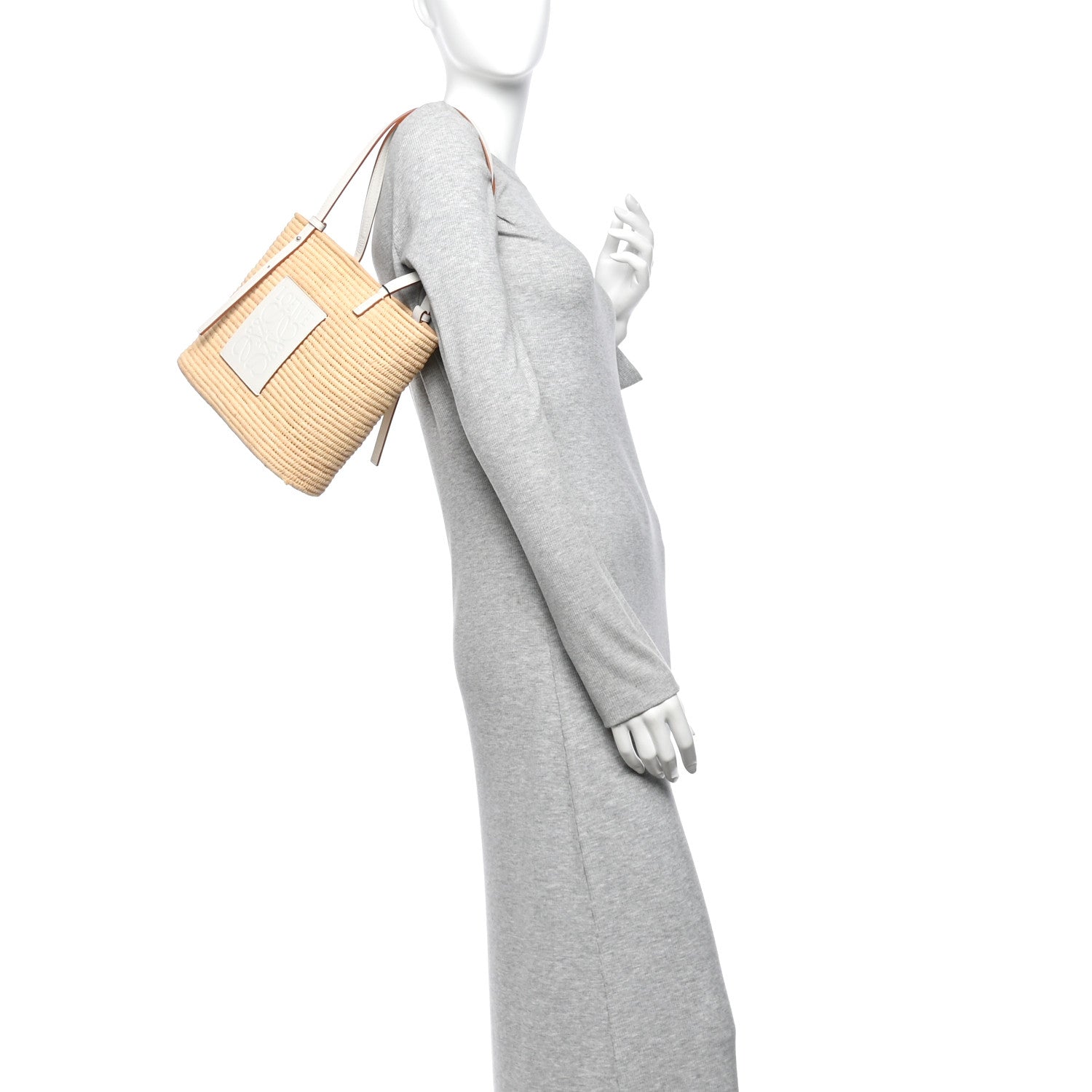 Loewe Raffia Square Small Basket Tote Bag Natural White 2 of 12