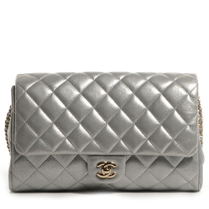Chanel Iridescent Calfskin Clutch With Chain Flap Silver 1 of 8
