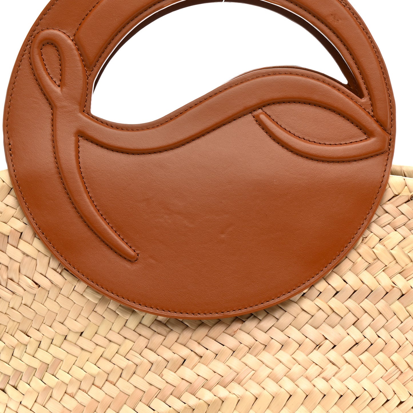 Raffia Calfskin Biloumoon Tote Natural Cuoio