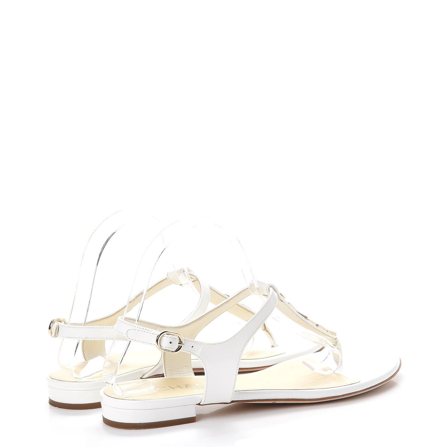 Lambskin Logo Thong Sandals 38 White