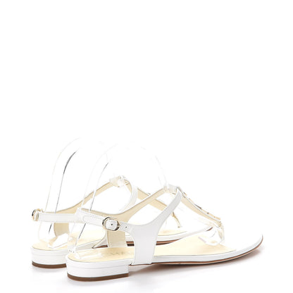 Chanel Lambskin Logo Thong Sandals 38 White 4 of 13