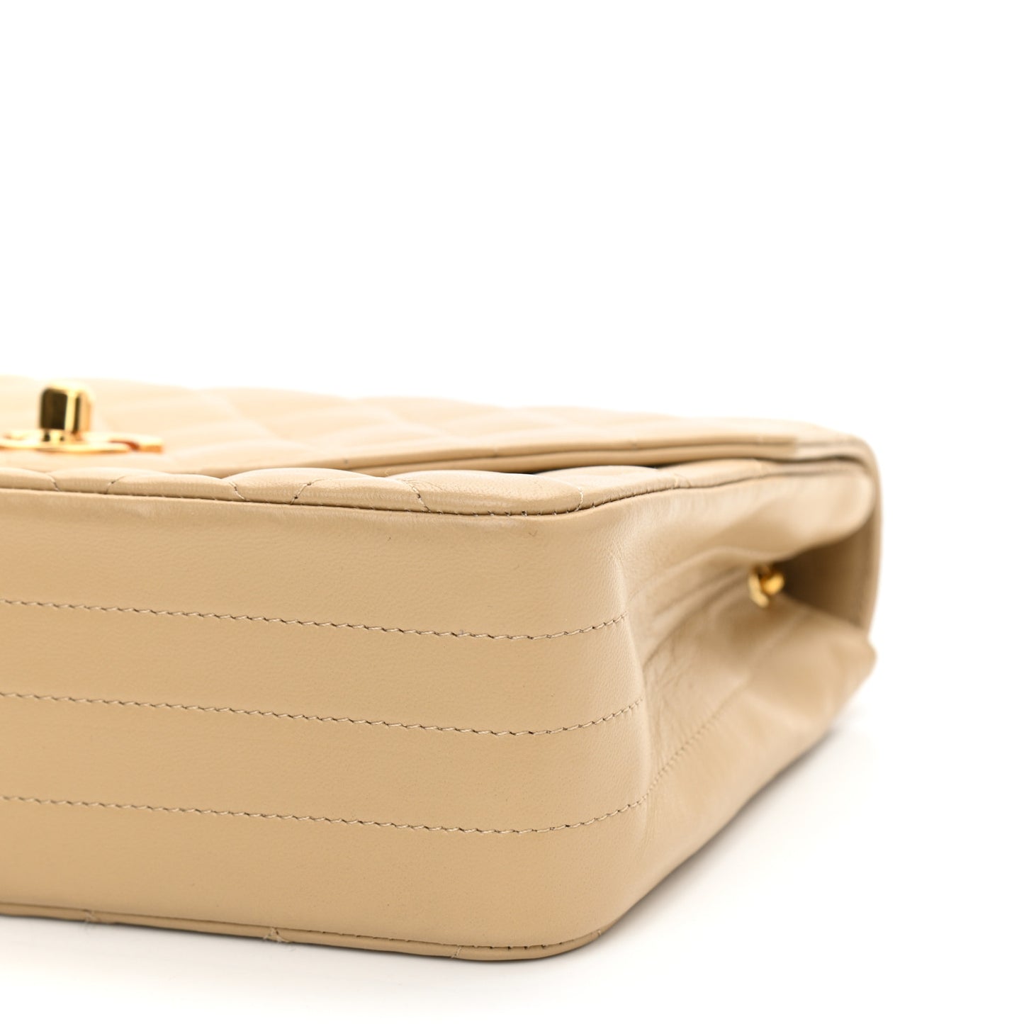 Lambskin Quilted Small Single Flap Beige