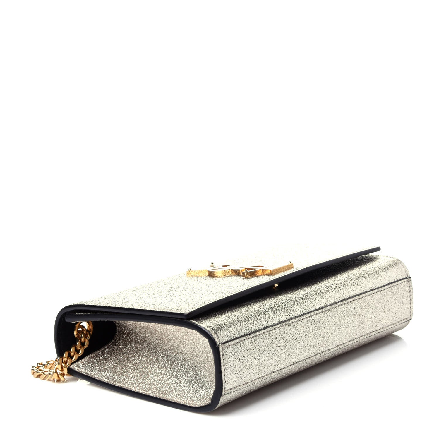Saint Laurent Metallic Calfskin Small Classic Monogram Kate Satchel Gold 5 of 14