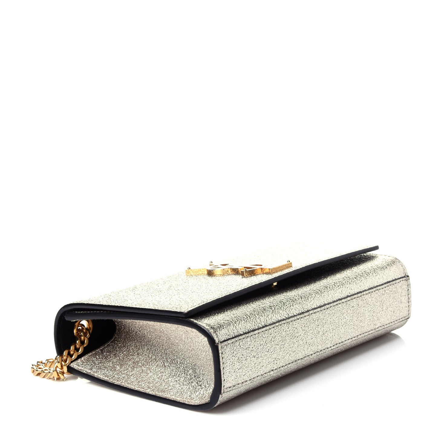 Metallic Calfskin Small Classic Monogram Kate Satchel Gold