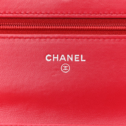 Chanel Lambskin Quilted Wallet On Chain WOC Fuchsia 5 of 13