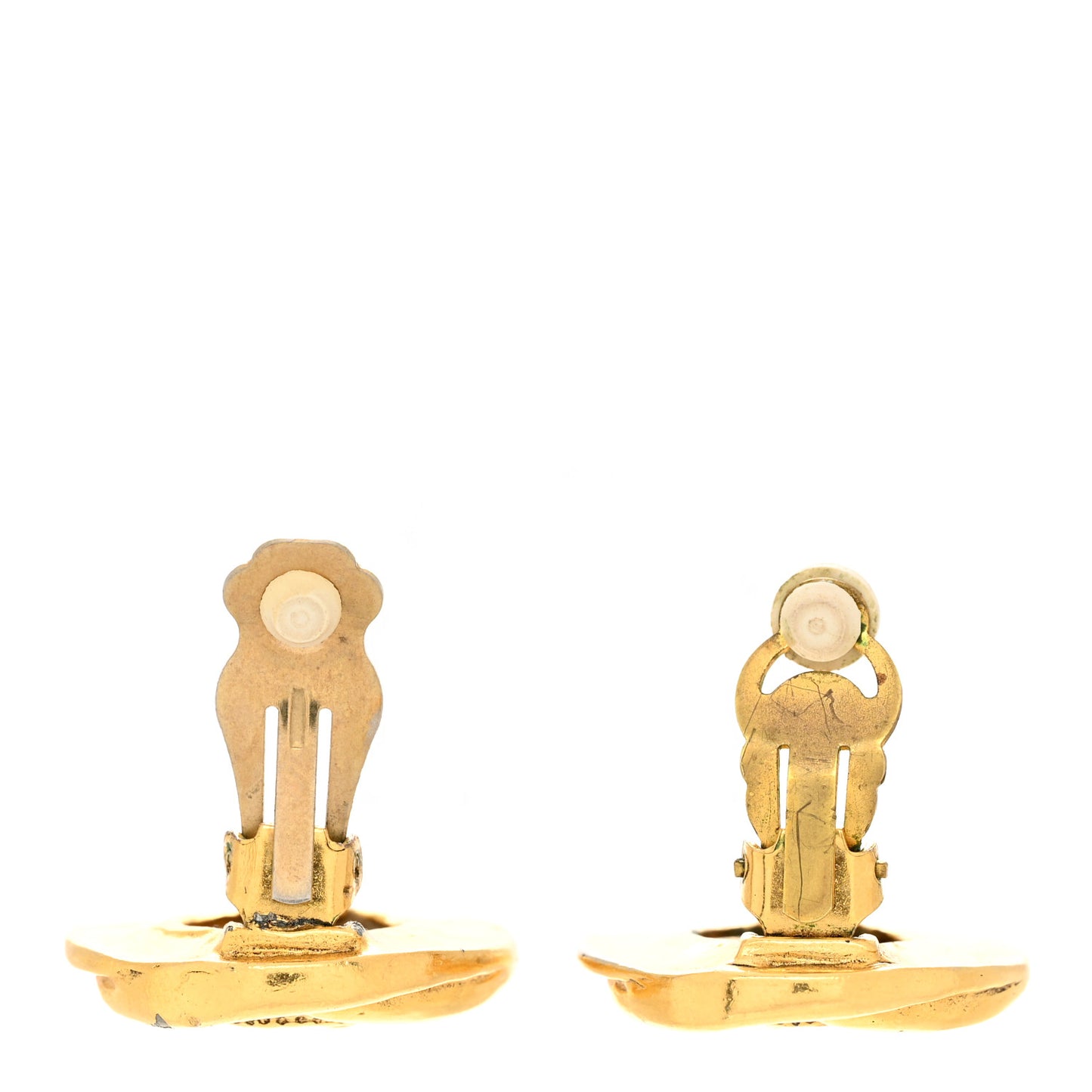 Round CC Clip On Earrings Gold