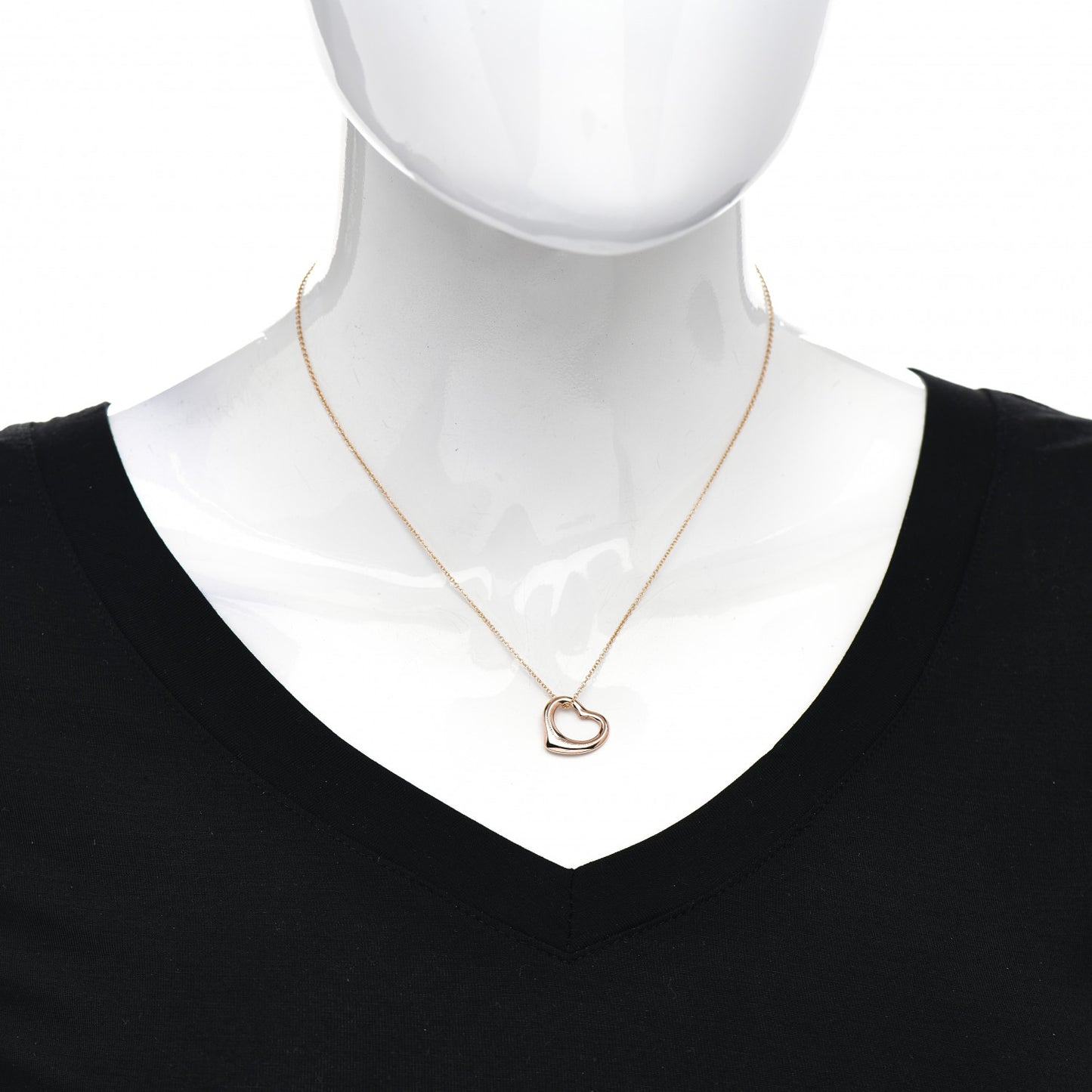 18K Rose Gold 16mm Elsa Peretti Open Heart Pendant Necklace