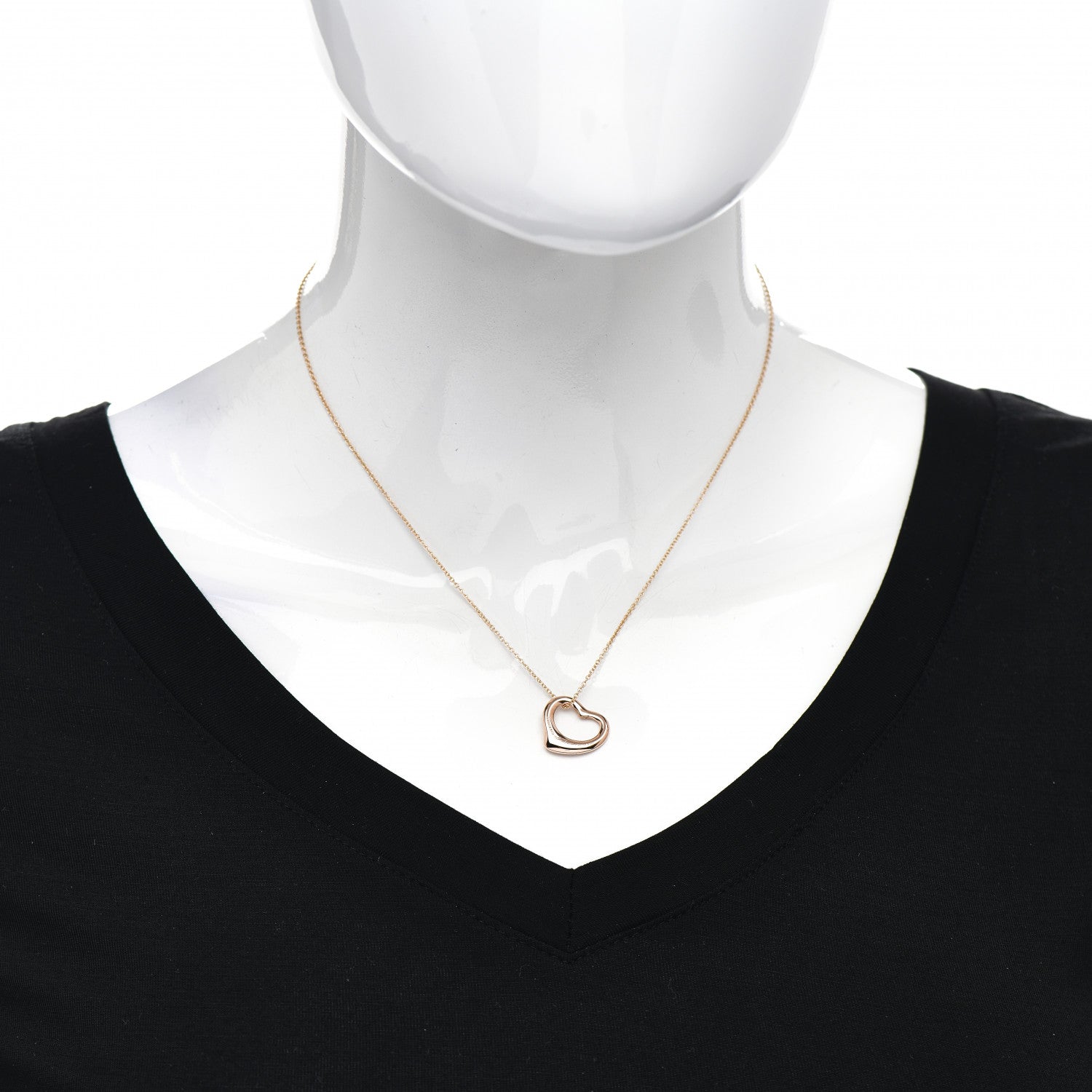 Tiffany 18K Rose Gold 16mm Elsa Peretti Open Heart Pendant Necklace 2 of 4