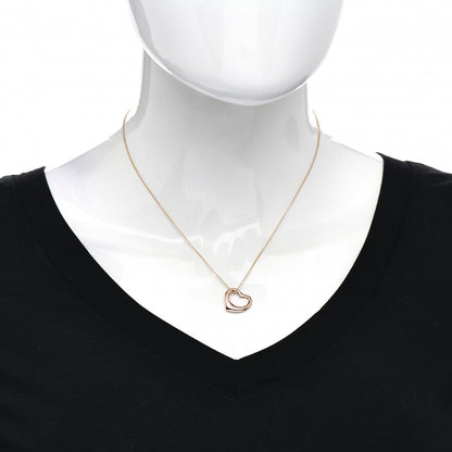 Tiffany 18K Rose Gold 16mm Elsa Peretti Open Heart Pendant Necklace 2 of 4