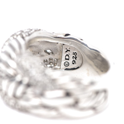 David Yurman Sterling Silver Diamond 12mm Woven Cable Ring 53 6.25 5 of 5