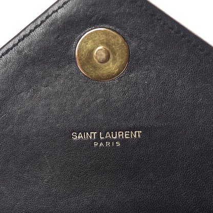 Saint Laurent Lambskin Matelasse Chevron Small Monogram Satchel Black 6 of 10
