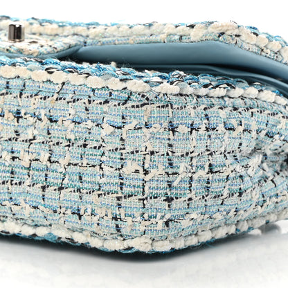 Chanel Tweed Quilted Medium Double Flap Blue White 10 of 15