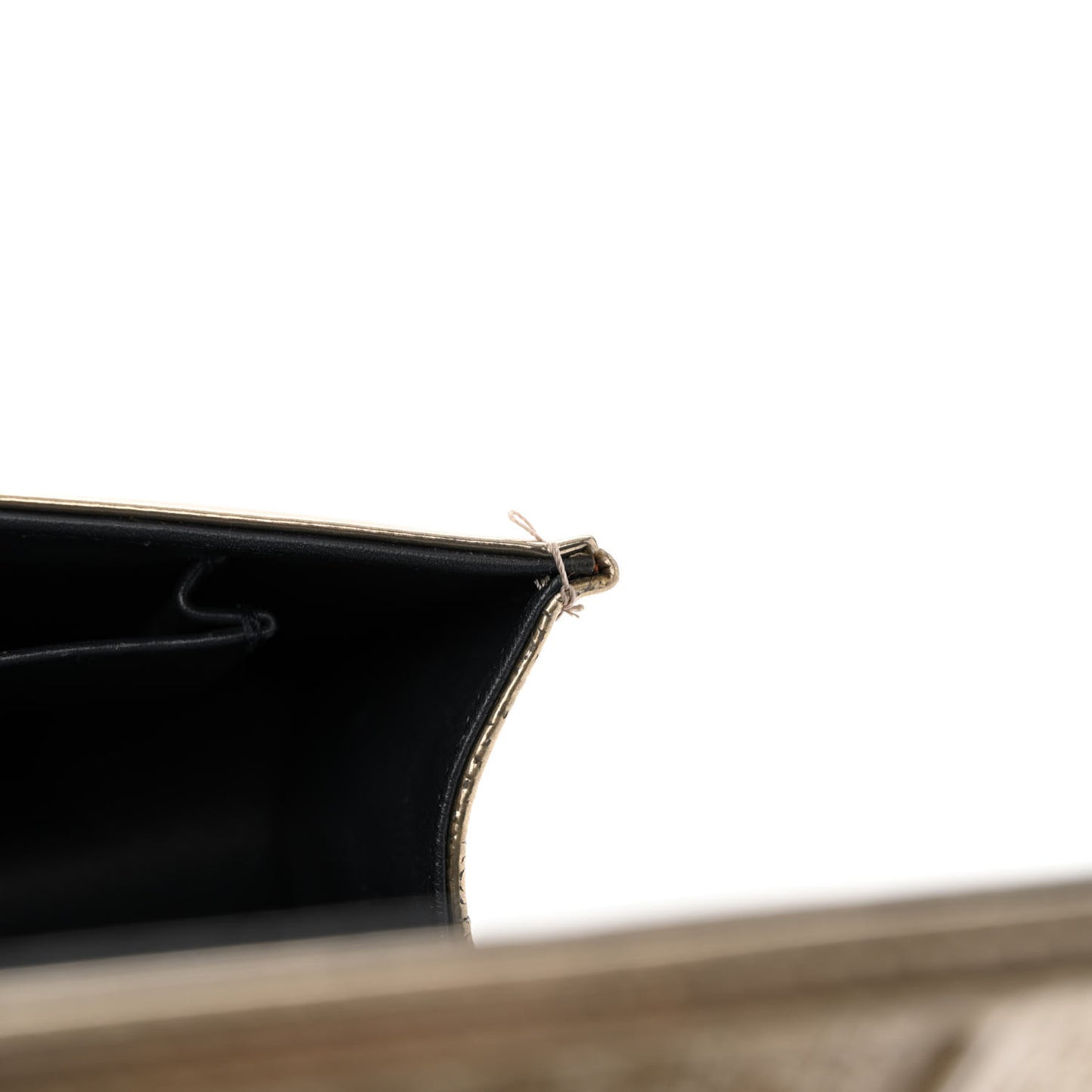 Metallic Patent Micro-Cannage Medium Diorama Flap Bag Gold