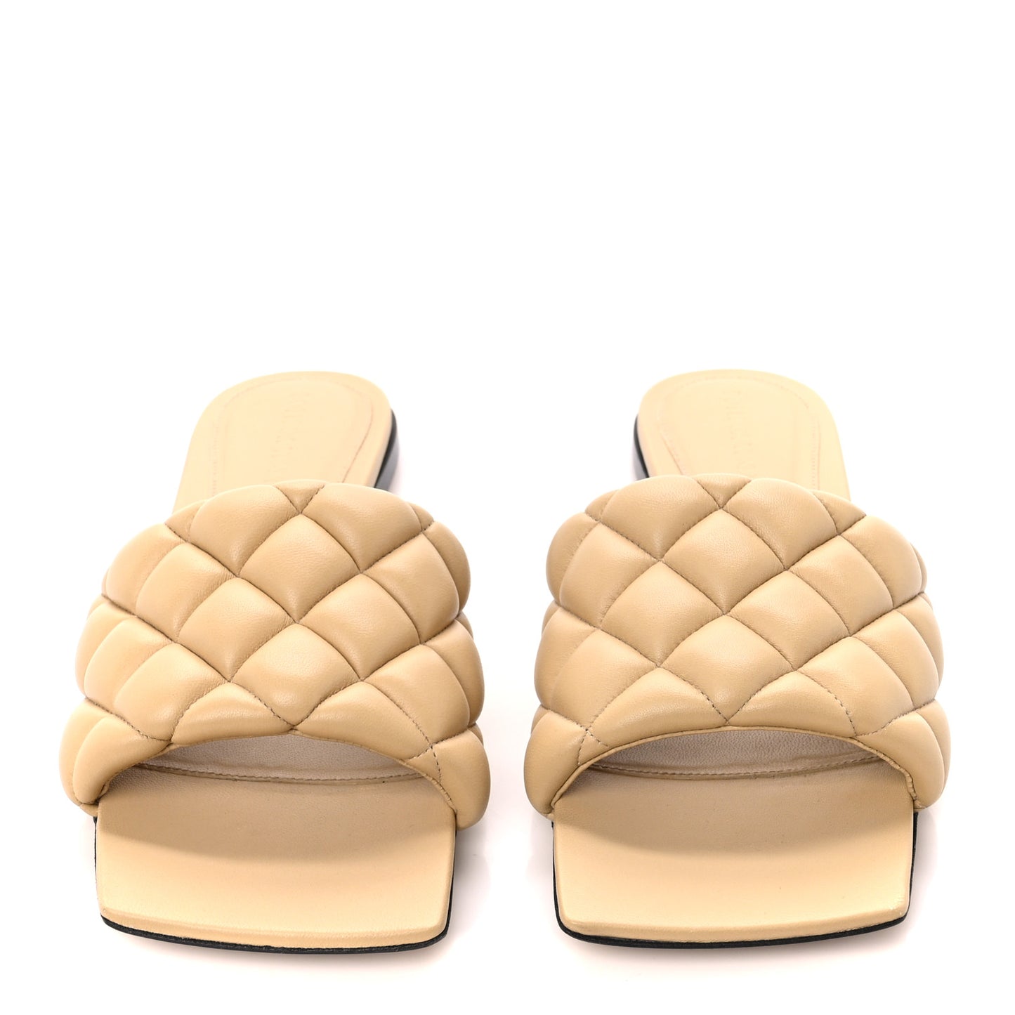Nappa Matelasse Padded Flat Sandals 38 Cane Sugar