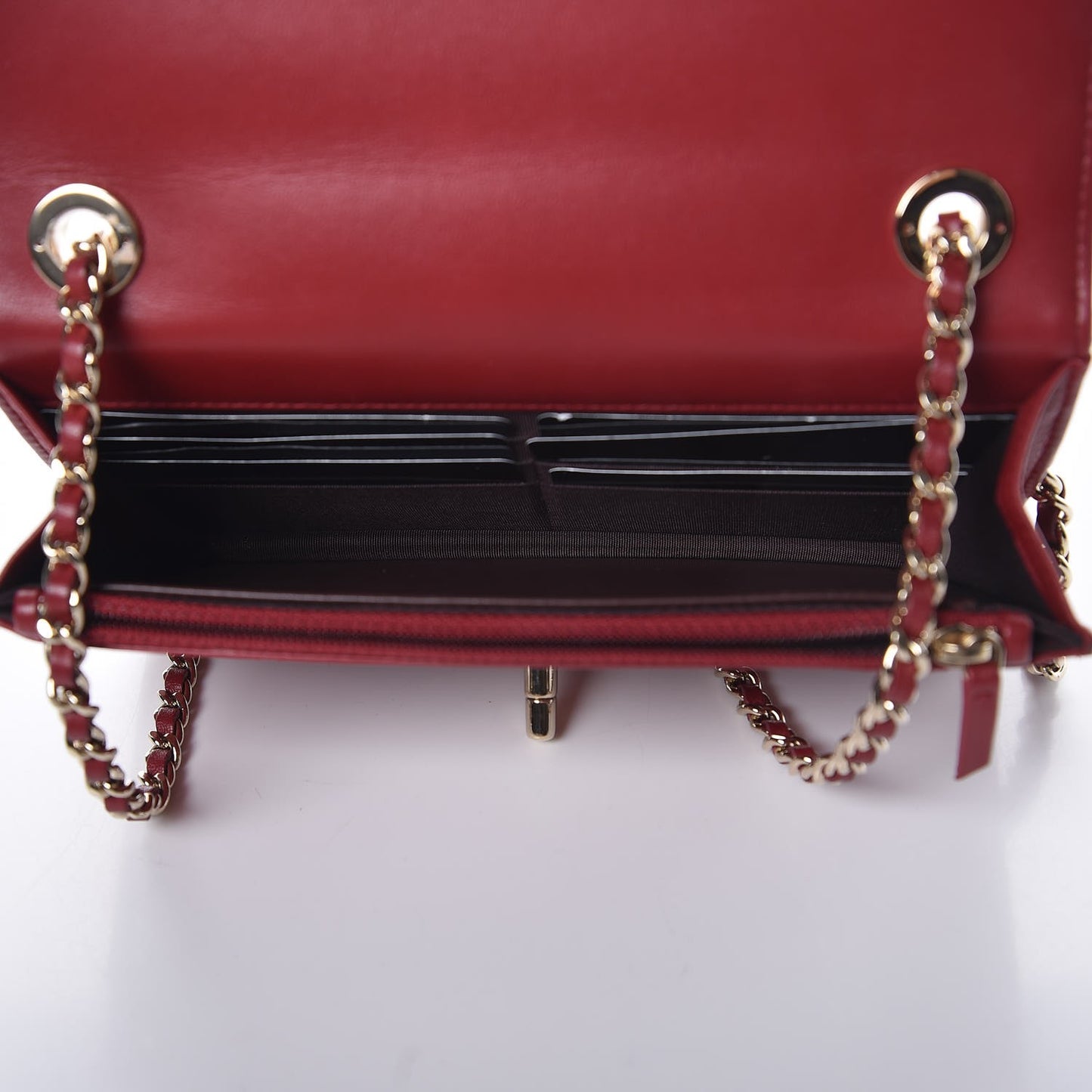 Lambskin Quilted Trendy CC Wallet On Chain WOC Dark Red