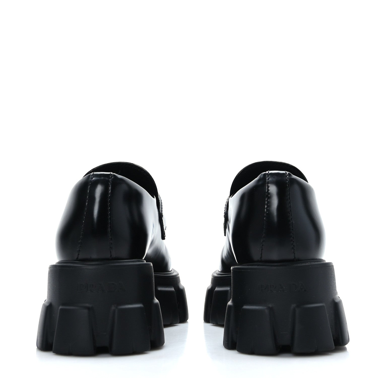 Prada Spazzolato Triangle Logo Monolith Pointy 55mm Loafers 37 Black 5 of 9
