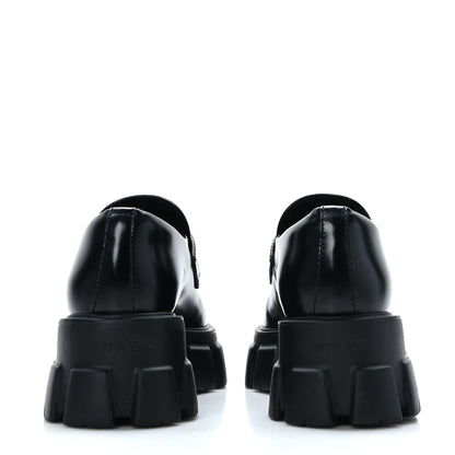 Prada Spazzolato Triangle Logo Monolith Pointy 55mm Loafers 37 Black 5 of 9