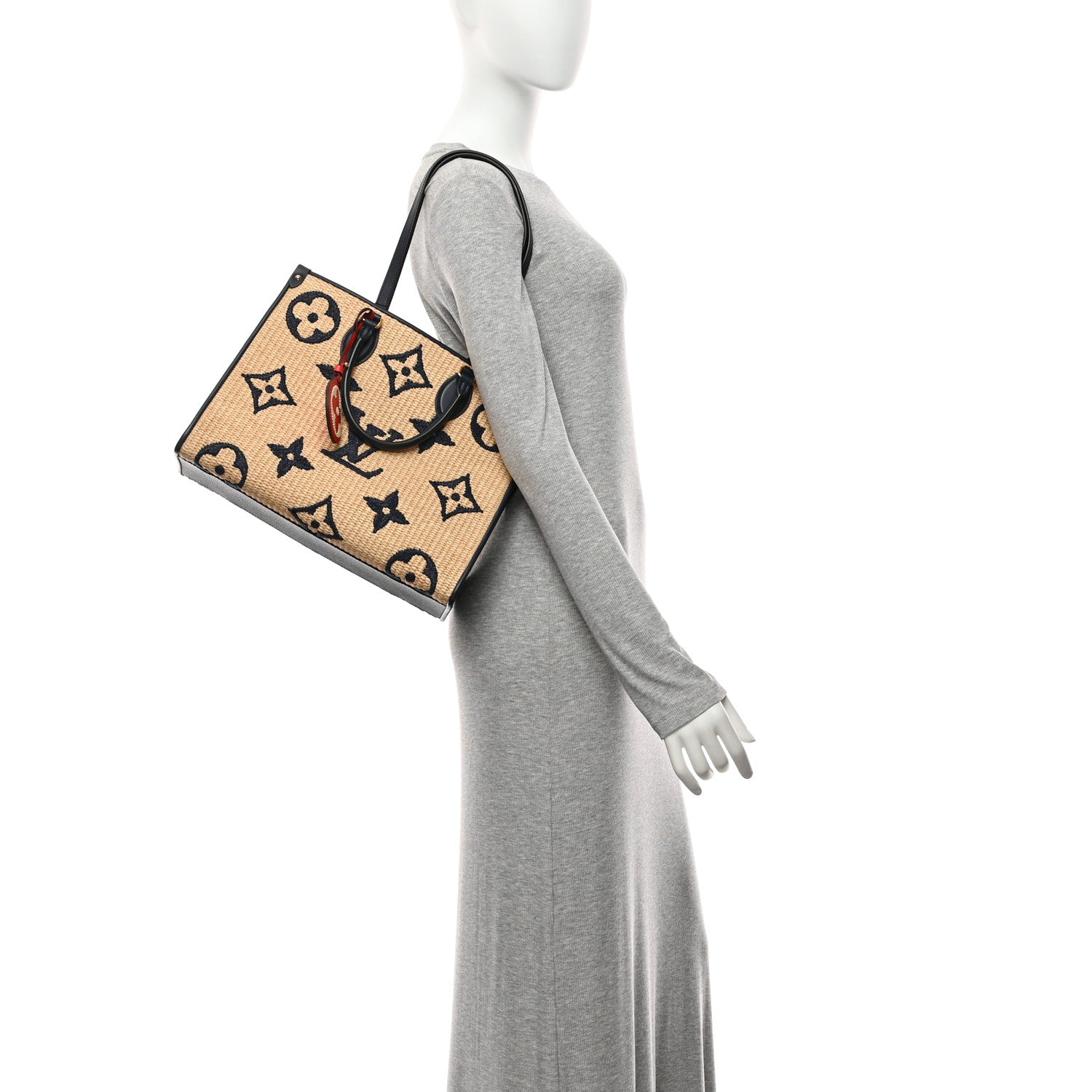 Louis Vuitton Raffia Calfskin Monogram Giant Onthego MM Blue 2 of 9